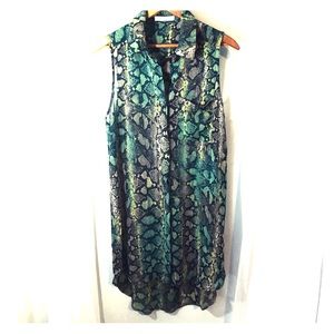 Lush snakeskin print button down shirt dre…